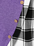 Tartan Panel Cowl Neck Tulip Front T-shirt