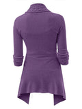 Cable Knit Buckle Asymmetrical Cardigan