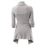 Cable Knit Buckle Asymmetrical Cardigan