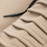 Solid Color Pleated Sleeve Long Fleece Hoodie