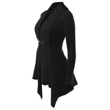 Cable Knit Buckle Asymmetrical Cardigan