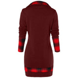 Tartan Panel Cowl Neck Tulip Front T-shirt