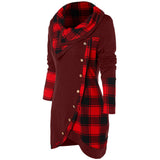 Tartan Panel Cowl Neck Tulip Front T-shirt