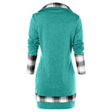 Tartan Panel Cowl Neck Tulip Front T-shirt