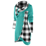Tartan Panel Cowl Neck Tulip Front T-shirt