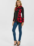 Tartan Panel Cowl Neck Tulip Front T-shirt