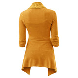 Cable Knit Buckle Asymmetrical Cardigan